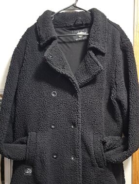 Harley-Davidson Black Teddy Double-Breasted Pea Coat